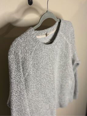 Lou & Grey Textured Light Gray Crewneck Sweater #1078